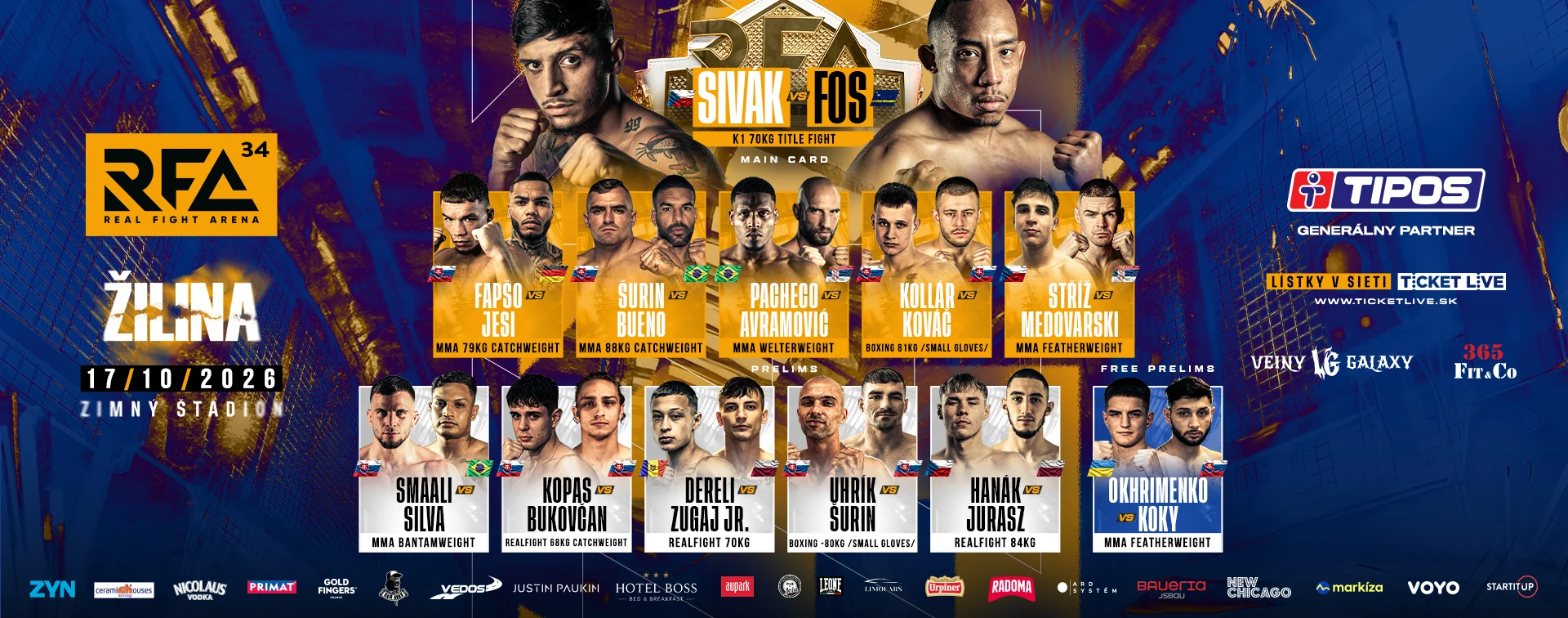 RFA 34 Žilina — 17.10.2026, Tipsport Aréna